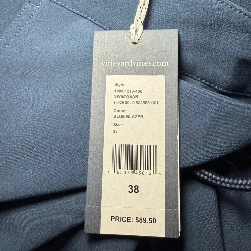 NEW Vineyard Vines Mens 9 Inch Solid Boardshort Blue Blazer Performance Swim 38